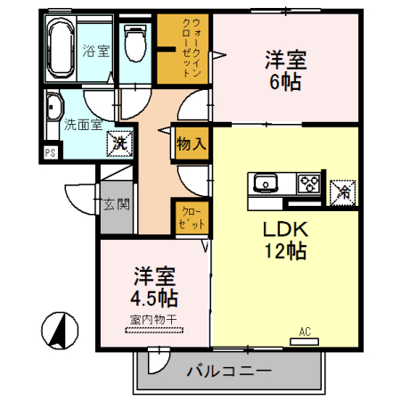 八尾市山本町南のアパートの間取り