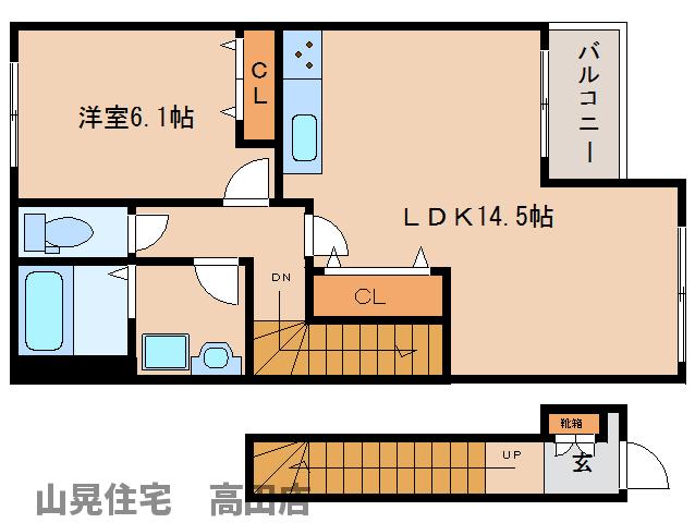 大和高田市大字池田のアパートの間取り