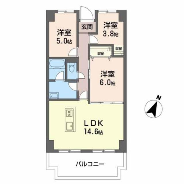 ヒュース一丘弐番館の間取り