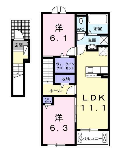 ユウア　プルメリアＡの間取り