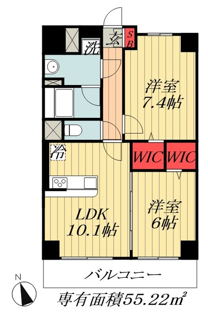 船橋市坪井東のマンションの間取り