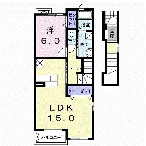 【亘理郡亘理町字愛宕前のアパートの間取り】