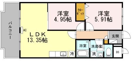 近江八幡市白鳥町のマンションの間取り