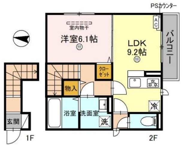 神戸市垂水区名谷町のアパートの間取り