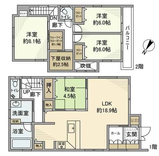 亀が洞１丁目戸建の間取り