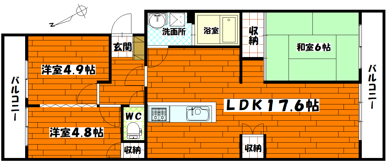 広島市佐伯区八幡のマンションの間取り