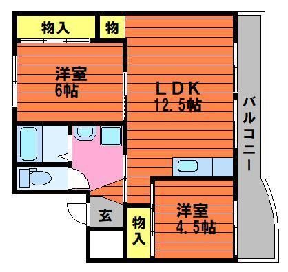 玉野市後閑のマンションの間取り