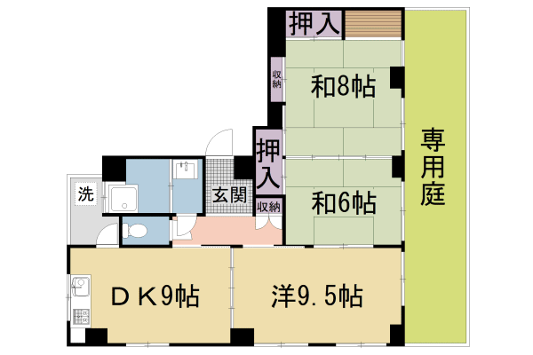 京都市左京区北白川西町のマンションの間取り