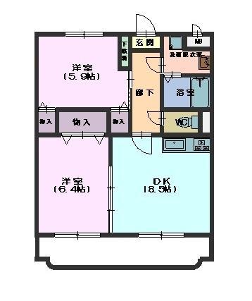 東広島市西条土与丸のマンションの間取り