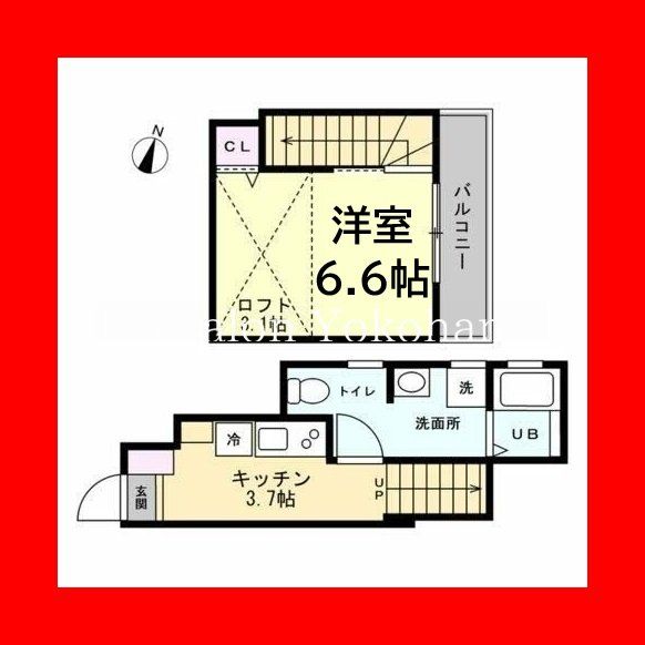 横浜市中区本牧緑ケ丘のアパートの間取り