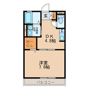 北九州市小倉南区北方のアパートの間取り