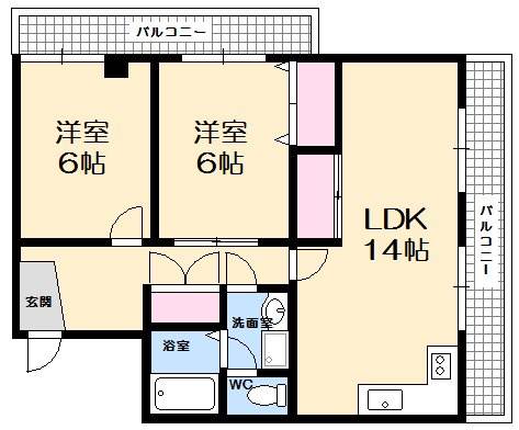 広島市西区南観音のマンションの間取り