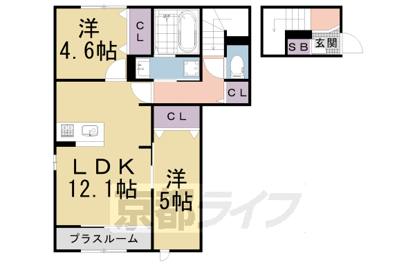 京都市左京区岩倉幡枝町のアパートの間取り