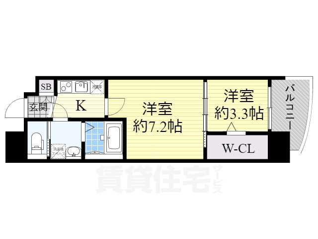 セレニテ堺筋本町プリエの間取り