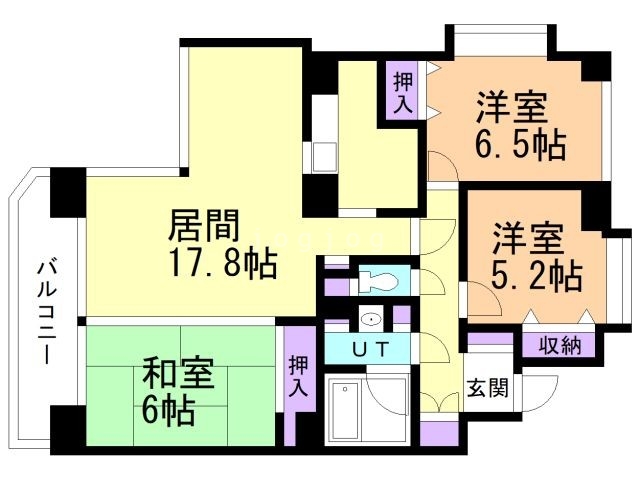 札幌市豊平区平岸一条のマンションの間取り