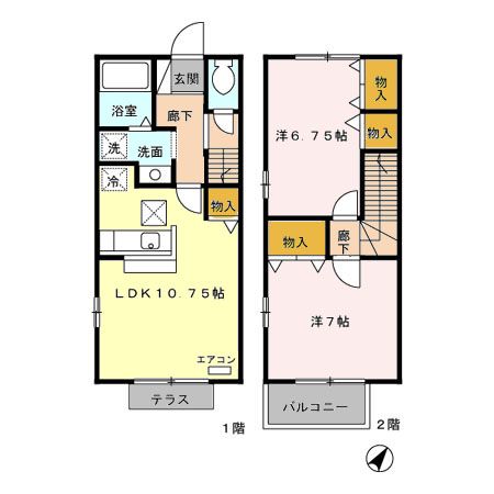 高崎市山名町のアパートの間取り