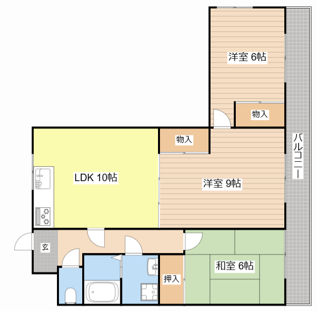 彦根市後三条町のマンションの間取り