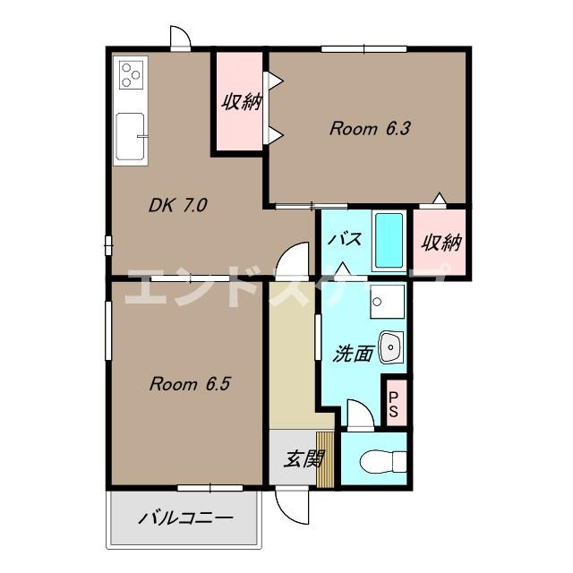 前橋市荒口町のアパートの間取り