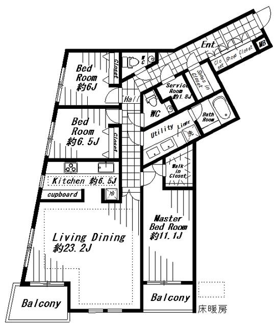 渋谷区広尾のマンションの間取り