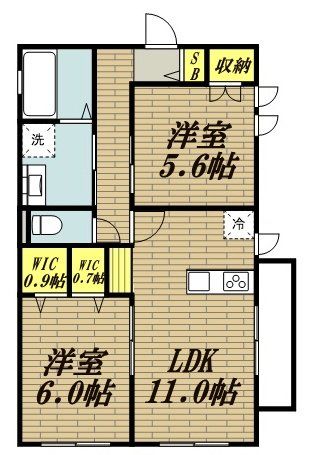 相模原市緑区東橋本のアパートの間取り