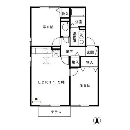 薩摩川内市平佐町のアパートの間取り