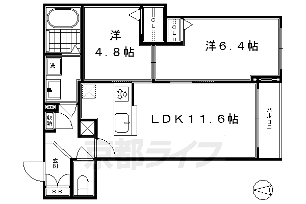 シャーメゾン花屋町の間取り