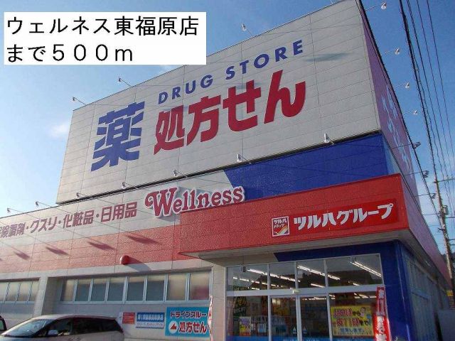 ドラックストア　ウェルネス東福原店（ドラッグストア）まで500m