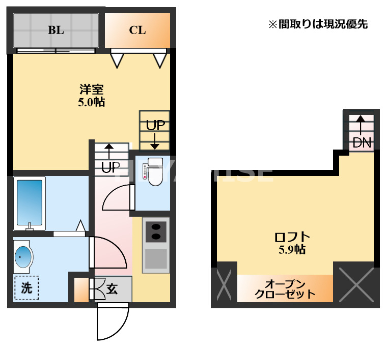 modern palazzo福田町B棟の間取り