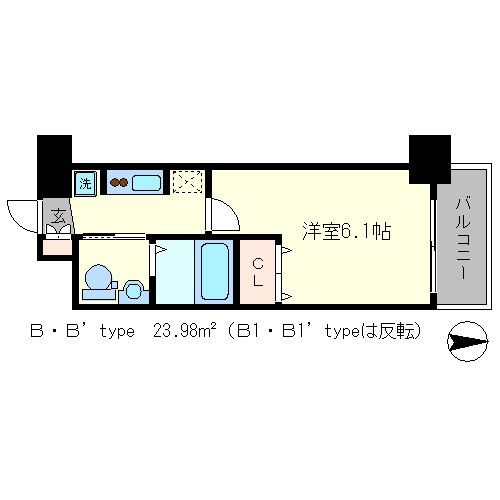 京都市下京区七条御所ノ内北町のマンションの間取り