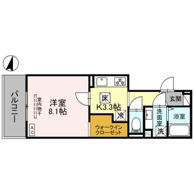 京都市北区上賀茂朝露ケ原町のアパートの間取り