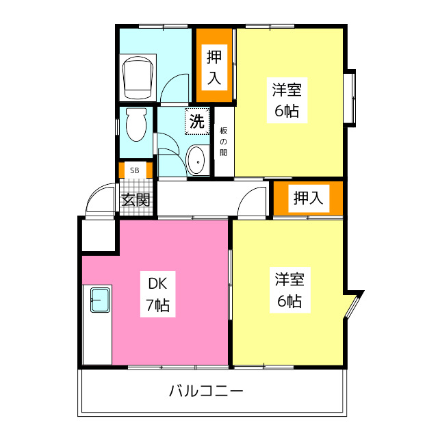 春日市上白水のアパートの間取り