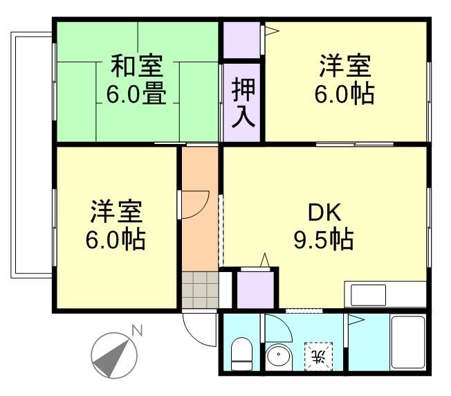 サンライフ中島　Ａ棟の間取り