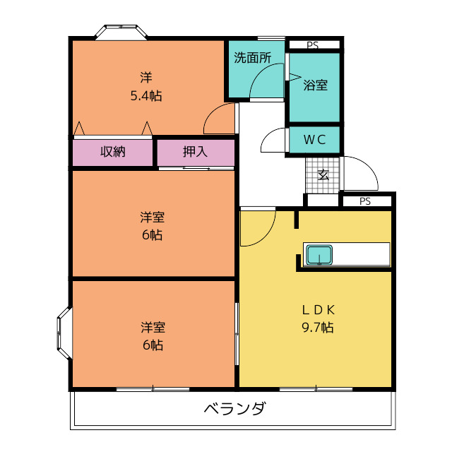 Ｗｏｏｄ　Ｈｉｌｌｓ　Ｂ棟の間取り