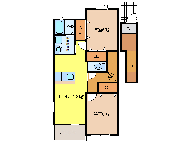 大村市三城町のアパートの間取り