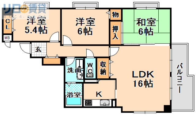 【伊丹市安堂寺町のマンションの間取り】