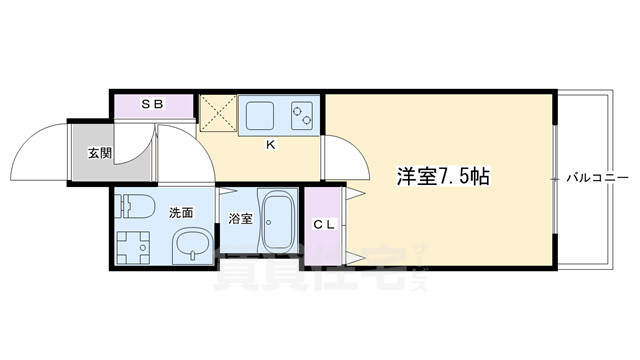 京都市上京区横大宮町のマンションの間取り