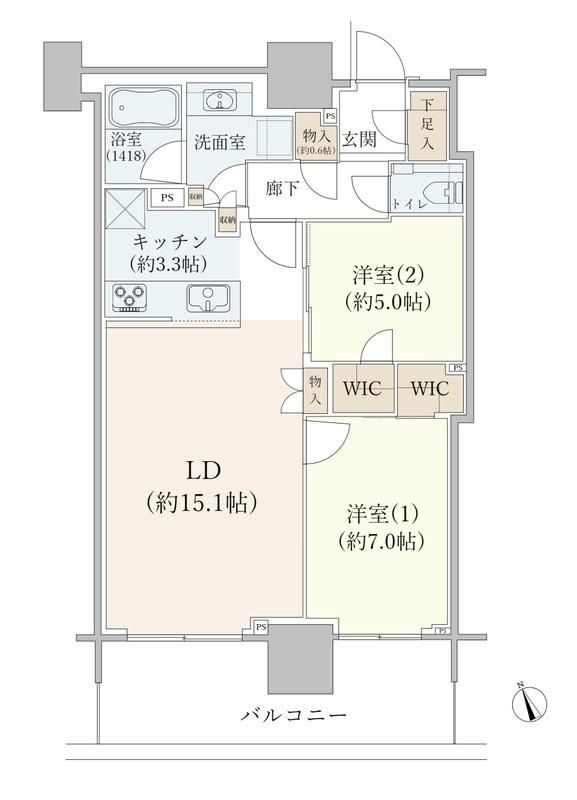 港区芝浦のマンションの間取り