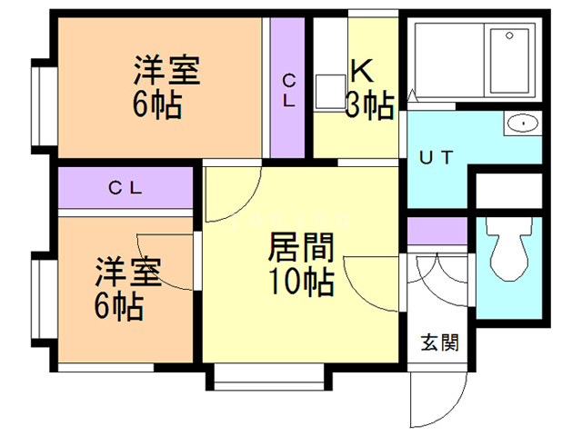 札幌市東区北丘珠三条のアパートの間取り