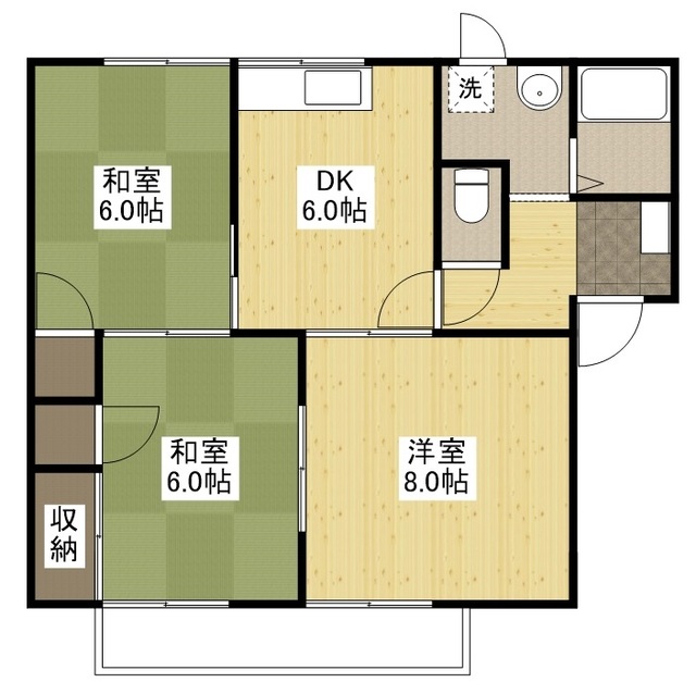 福山市加茂町大字下加茂のアパートの間取り