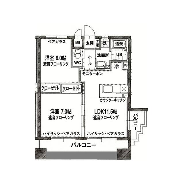 仙台市青葉区木町通のマンションの間取り