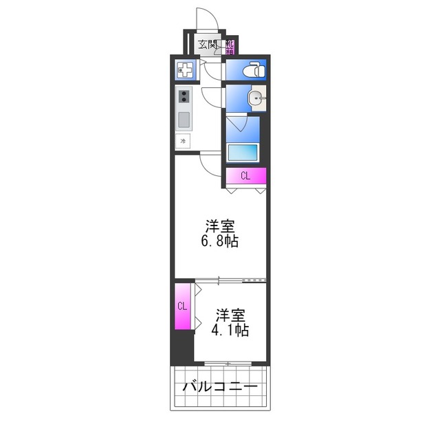 大阪市西区南堀江のマンションの間取り