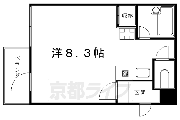 京都市左京区松ケ崎堂ノ上町のマンションの間取り