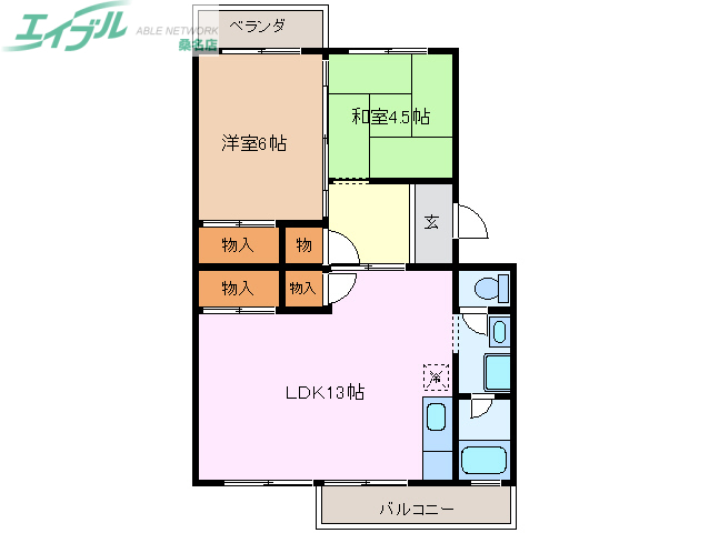 桑名市大字大福のマンションの間取り