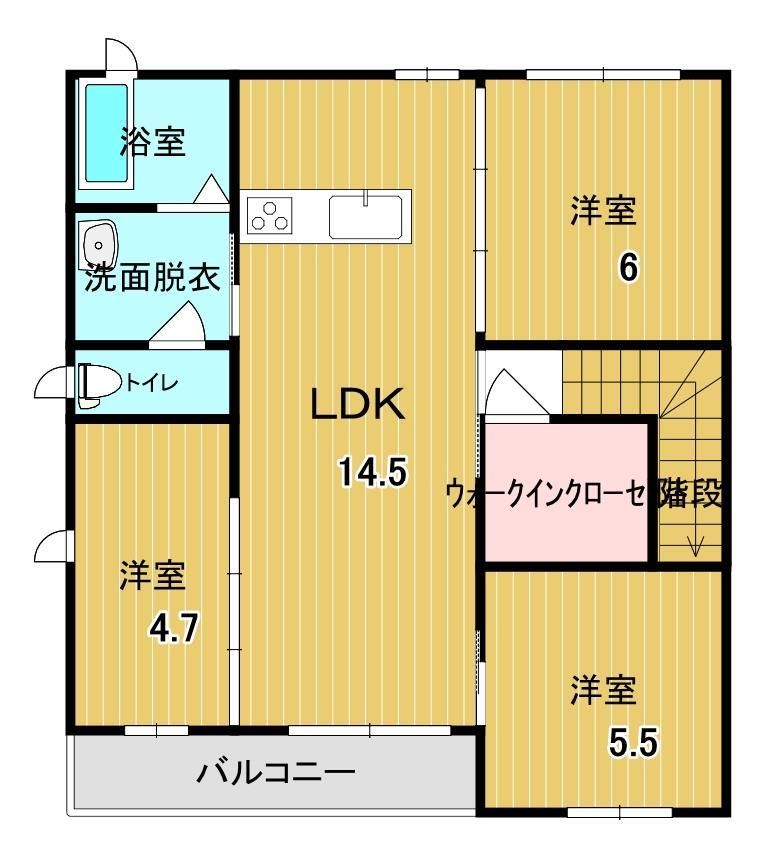 岡山市北区西長瀬のアパートの間取り