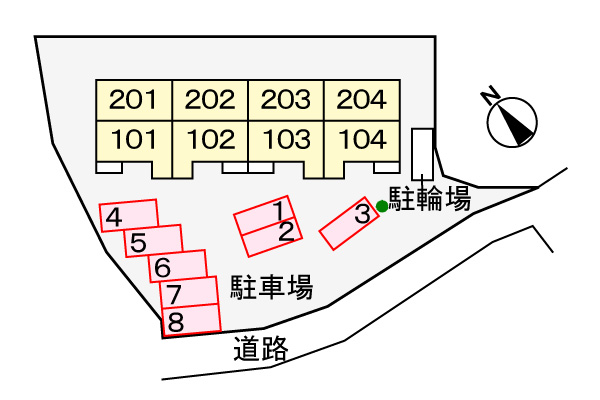 【呉市焼山西のアパートの駐車場】