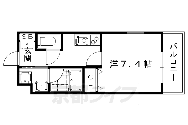 京都市中京区壬生西檜町のマンションの間取り