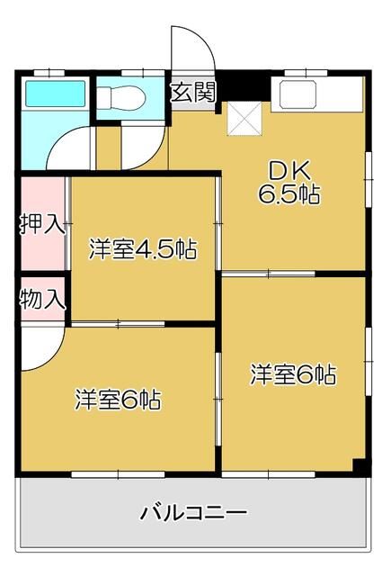 ＪＲ豊肥本線 竜田口駅 徒歩19分 3階建 築41年の間取り写真