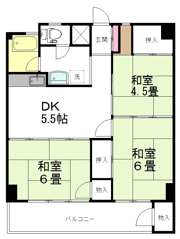 仙台市太白区郡山のマンションの間取り