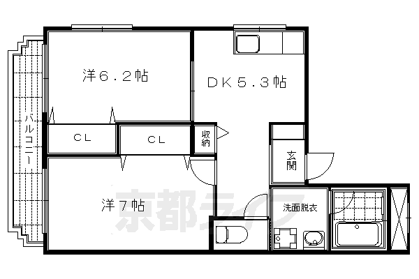 京都市中京区上妙覚寺町のマンションの間取り