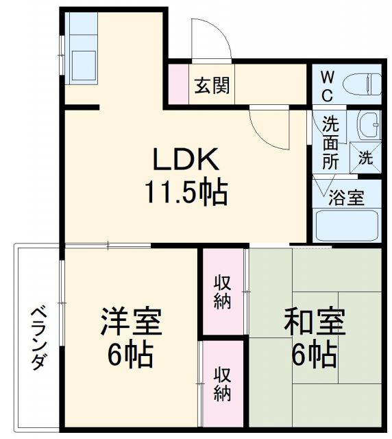 岐阜市又丸のアパートの間取り